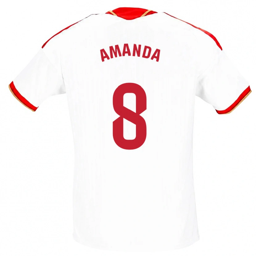 Danxen Dame Amanda Sampedro Bustos #8 Hvit Rød Hjemmetrøye Drakt Trøye 2026/27 Skjorter T-Skjorte