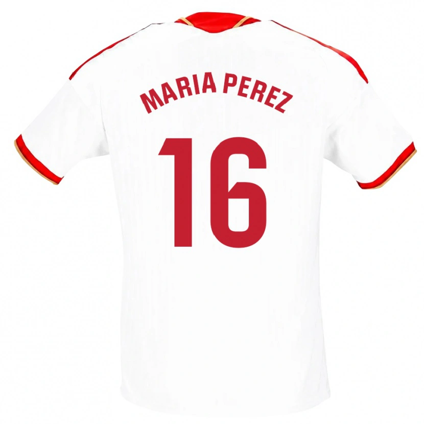 Danxen Dame María Pérez Rabaza #16 Hvit Rød Hjemmetrøye Drakt Trøye 2026/27 Skjorter T-Skjorte