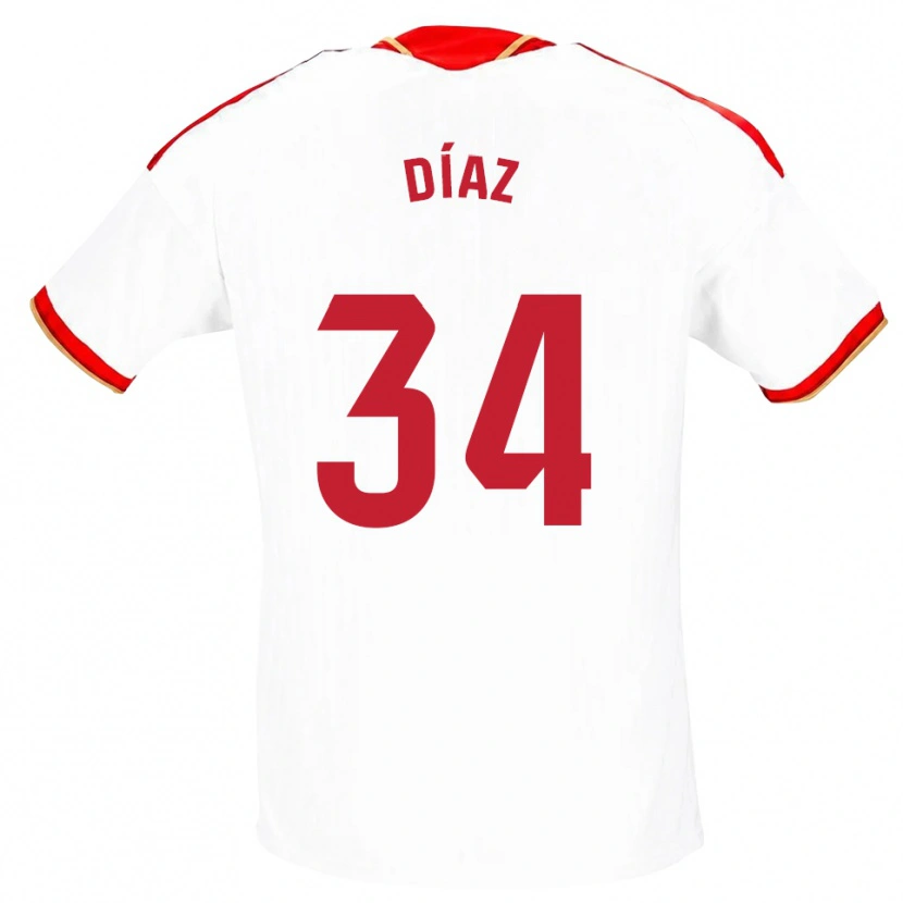 Danxen Dame Mario Díaz #34 Hvit Rød Hjemmetrøye Drakt Trøye 2026/27 Skjorter T-Skjorte