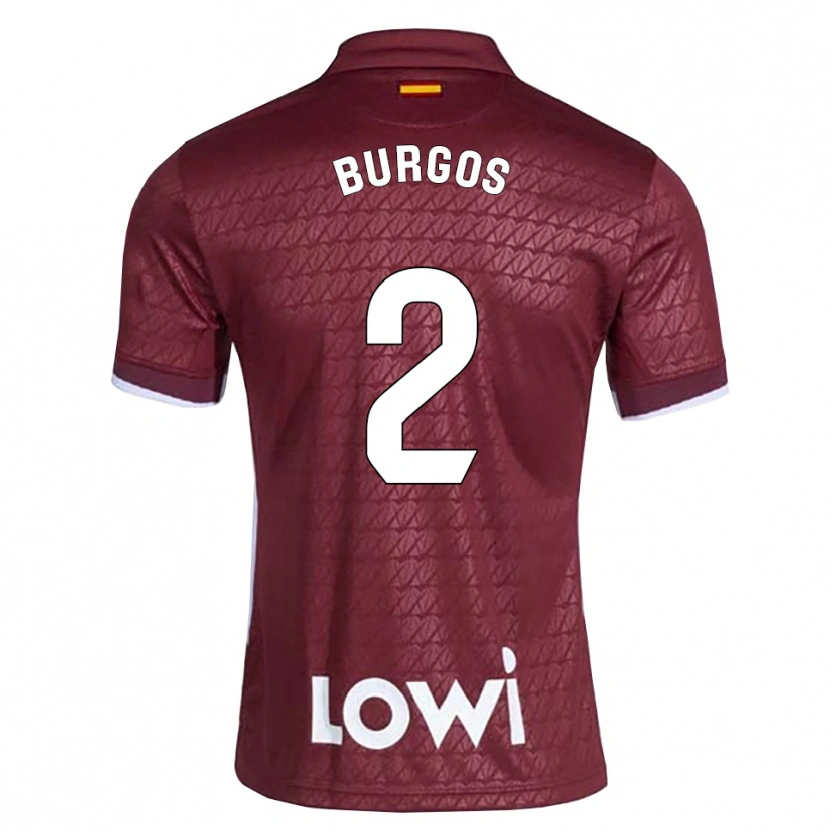 Danxen Dame Curro Burgos #2 Mørkerød Hvit Bortetrøye Drakt Trøye 2026/27 Skjorter T-Skjorte