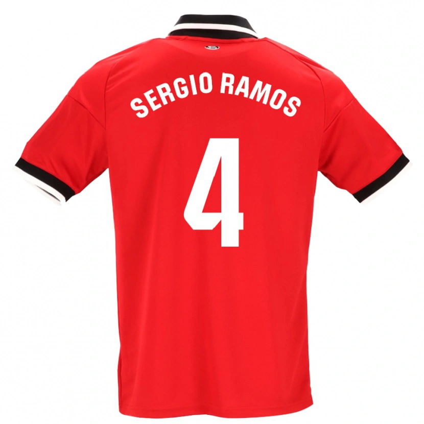 Danxen Dame Sergio Ramos #4 Svart Hvit Rød Bortetrøye Drakt Trøye 2026/27 Skjorter T-Skjorte