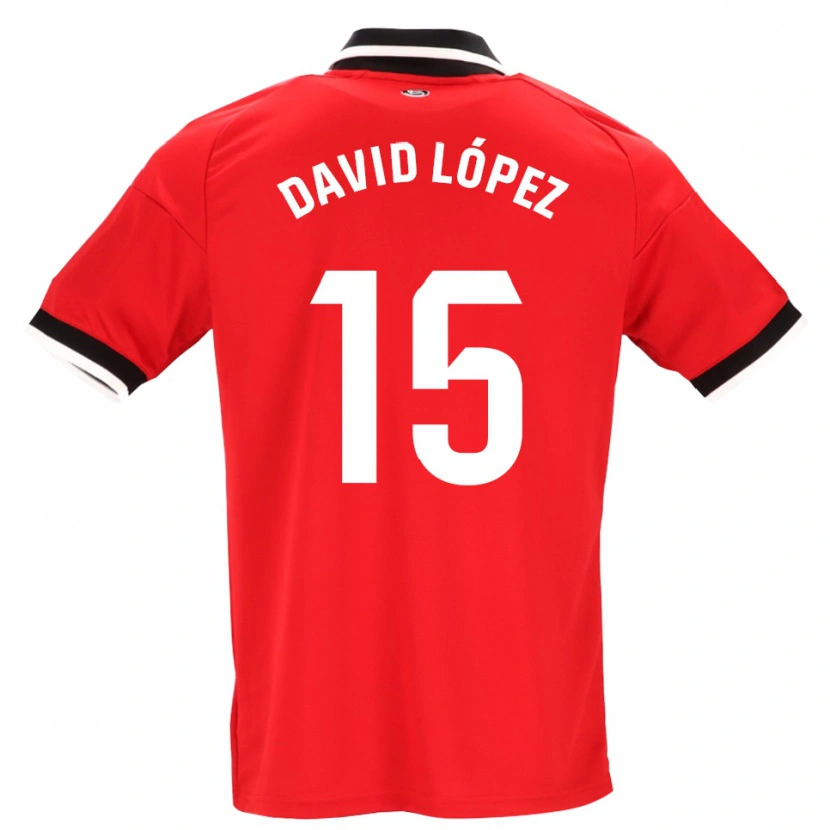 Danxen Dame David López #15 Svart Hvit Rød Bortetrøye Drakt Trøye 2026/27 Skjorter T-Skjorte