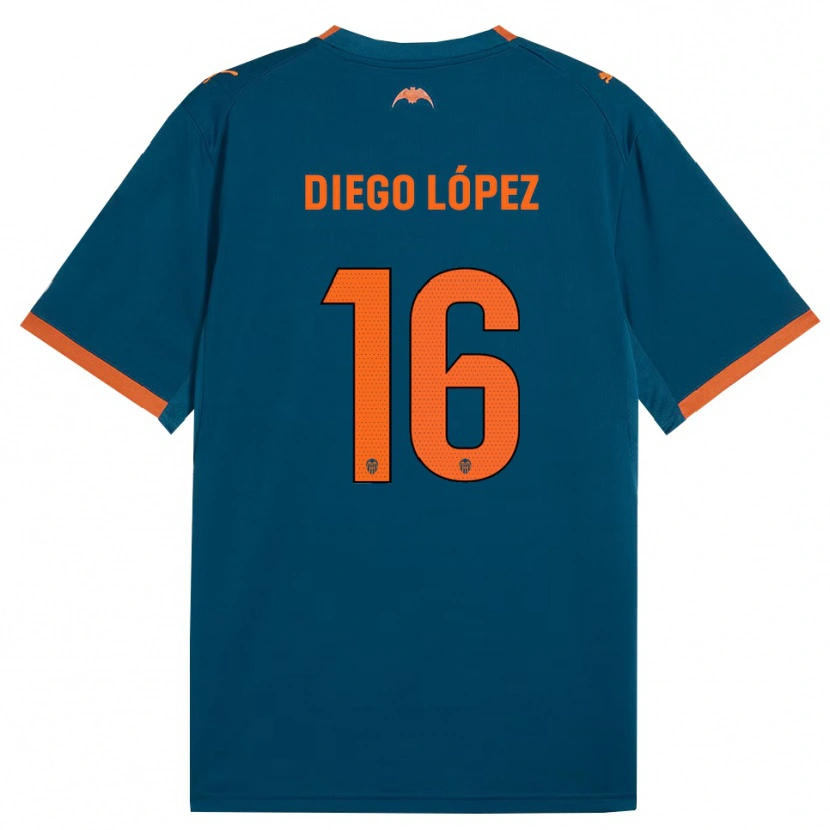 Danxen Dame Diego López #16 Stålblå Oransje Bortetrøye Drakt Trøye 2026/27 Skjorter T-Skjorte