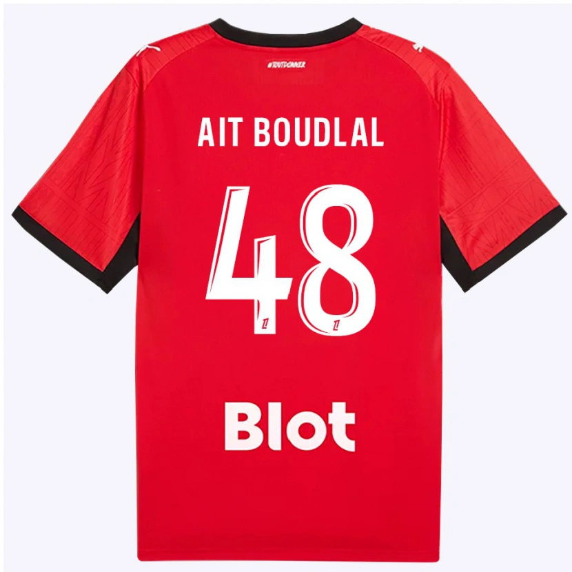 Danxen Barn Abdelhamid Ait Boudlal #48 Rød Svart Hvit Hjemmetrøye Drakt Trøye 2026/27 Skjorter T-Skjorte