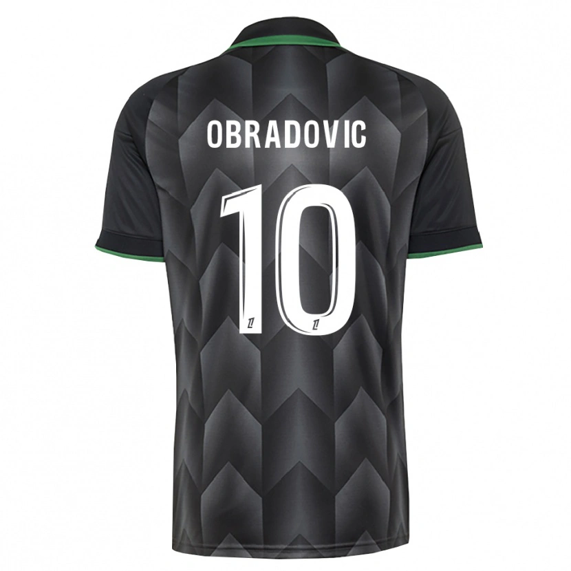 Danxen Barn Ognjen Obradovic #10 Hvit Svart Grønn Bortetrøye Drakt Trøye 2026/27 Skjorter T-Skjorte