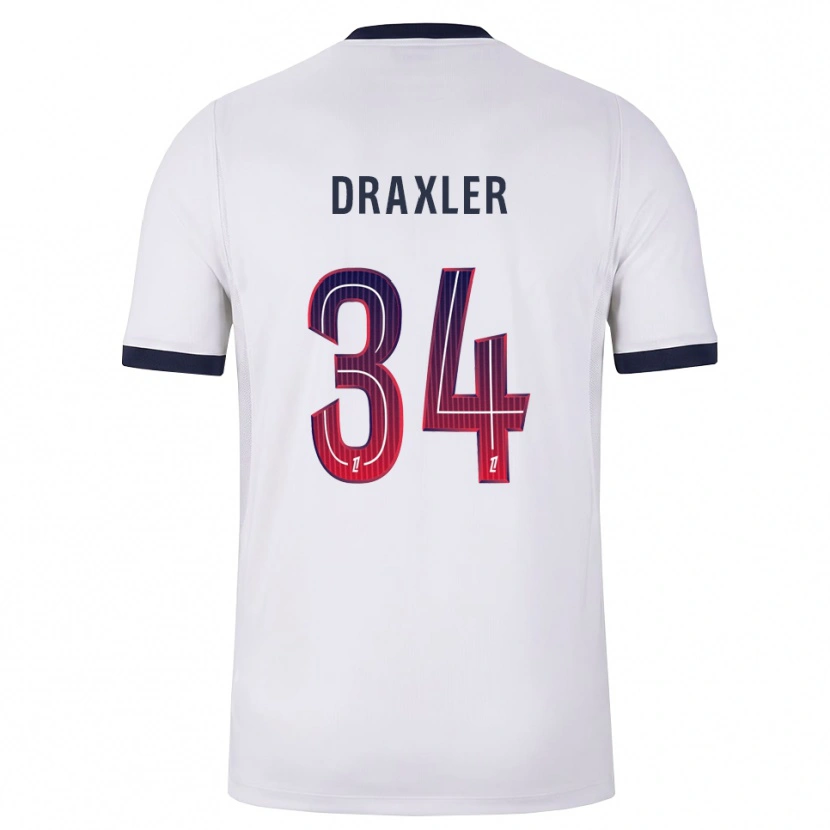 Danxen Barn Julian Draxler #34 Hvit Svart Rød Bortetrøye Drakt Trøye 2026/27 Skjorter T-Skjorte