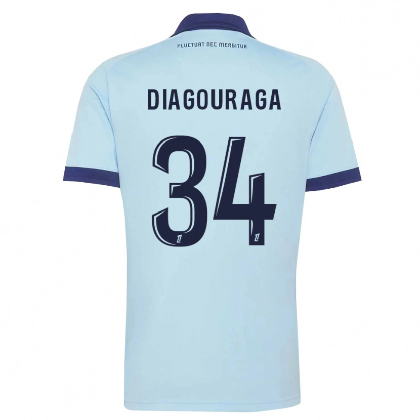 Danxen Barn Djibril Diagouraga #34 Kornblomstblå Svart Bortetrøye Drakt Trøye 2026/27 Skjorter T-Skjorte