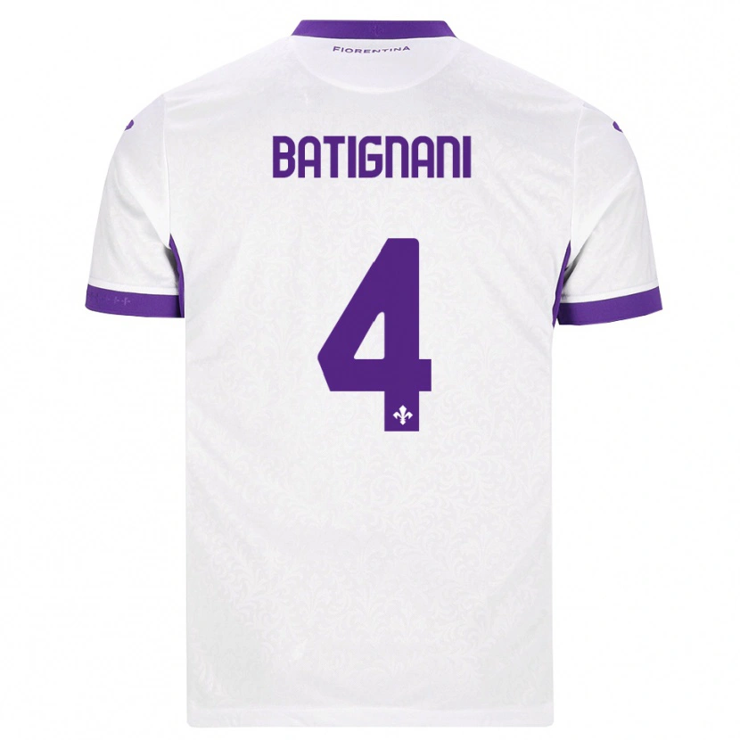 Danxen Barn Francesco Batignani #4 Hvit Lilla Bortetrøye Drakt Trøye 2026/27 Skjorter T-Skjorte