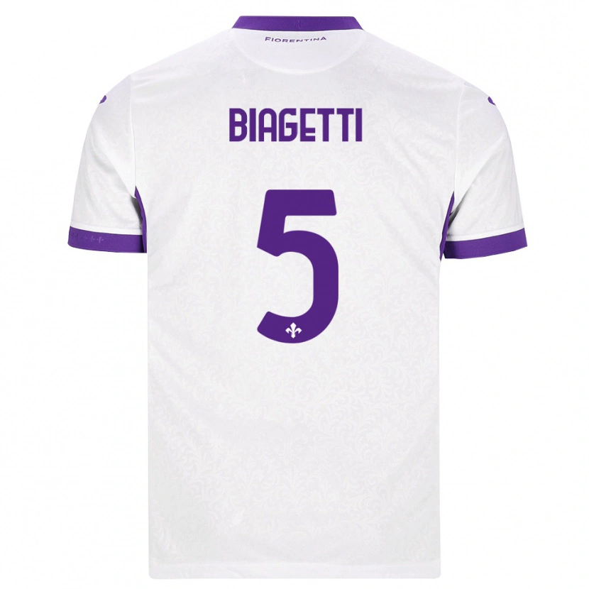 Danxen Barn Christian Biagetti #5 Hvit Lilla Bortetrøye Drakt Trøye 2026/27 Skjorter T-Skjorte