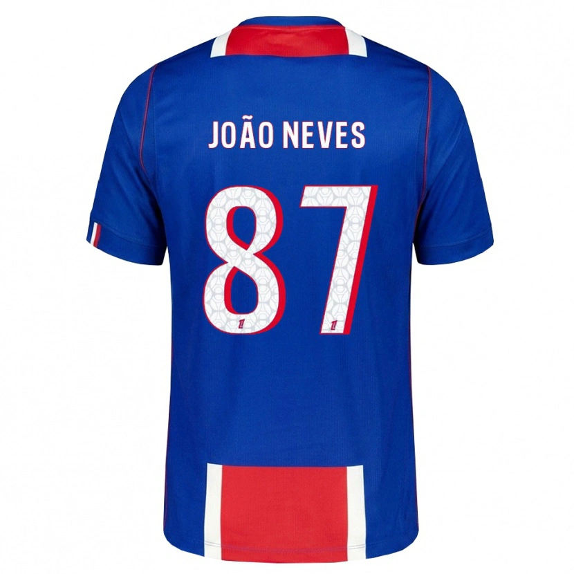 Danxen Mann João Neves #87 Rød Hvit Blå Hjemmetrøye Drakt Trøye 2026/27 Skjorter T-Skjorte