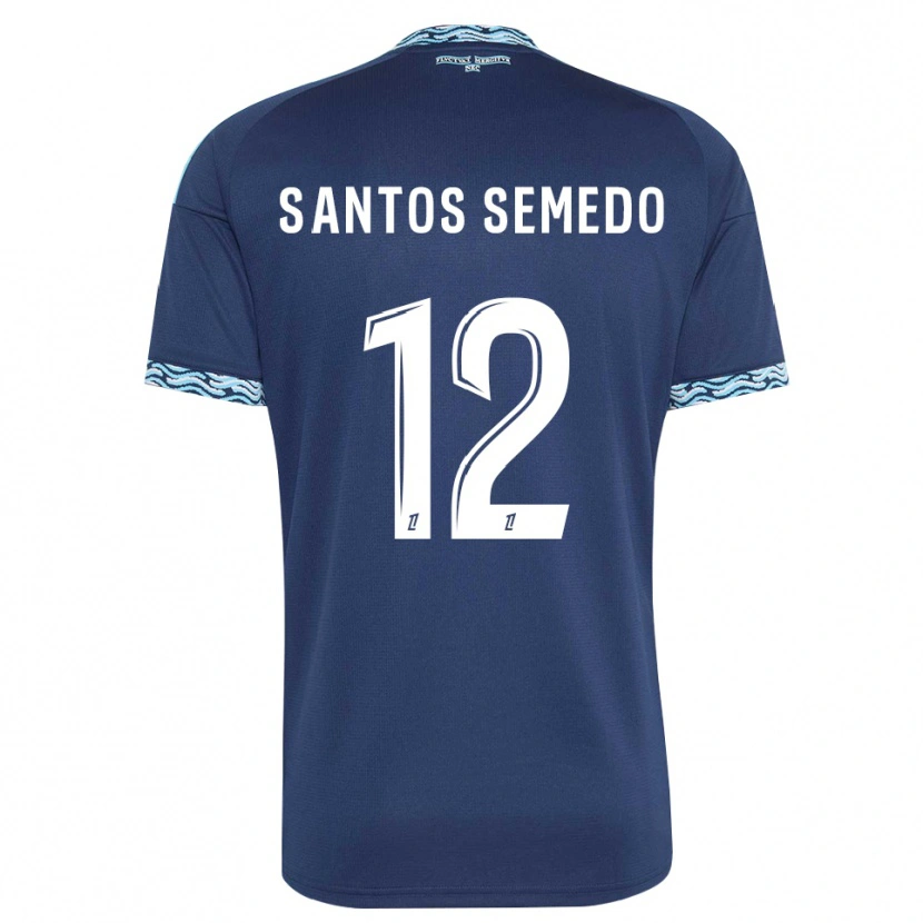Danxen Mann Ilyes Dos Santos Semedo #12 Stålblå Hvit Hjemmetrøye Drakt Trøye 2026/27 Skjorter T-Skjorte