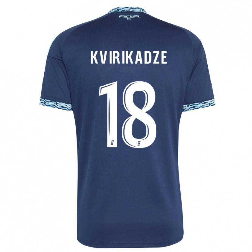 Danxen Mann Andria Kvirikadze #18 Stålblå Hvit Hjemmetrøye Drakt Trøye 2026/27 Skjorter T-Skjorte