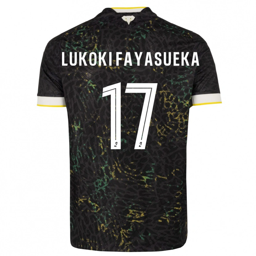 Danxen Mann Kévin Lukoki Fayasueka #17 Svart Hvit Gul Bortetrøye Drakt Trøye 2026/27 Skjorter T-Skjorte