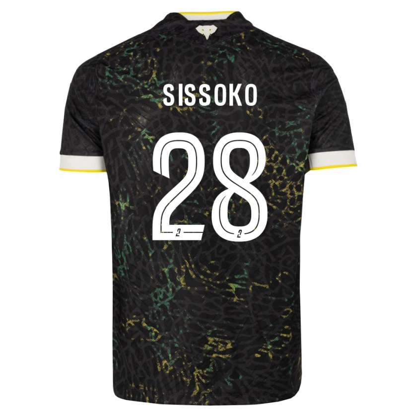 Danxen Mann Ibrahima Sissoko #28 Svart Hvit Gul Bortetrøye Drakt Trøye 2026/27 Skjorter T-Skjorte