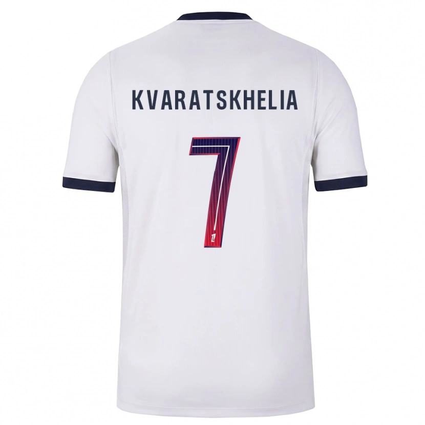 Danxen Mann Khvicha Kvaratskhelia #7 Hvit Svart Rød Bortetrøye Drakt Trøye 2026/27 Skjorter T-Skjorte