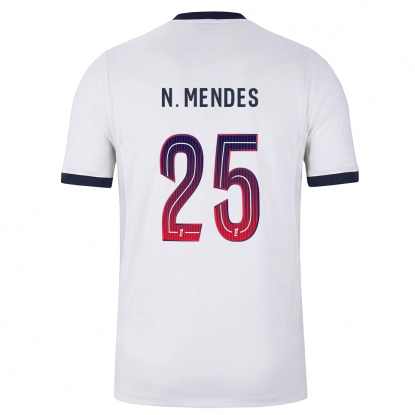 Danxen Mann Nuno Mendes #25 Hvit Svart Rød Bortetrøye Drakt Trøye 2026/27 Skjorter T-Skjorte