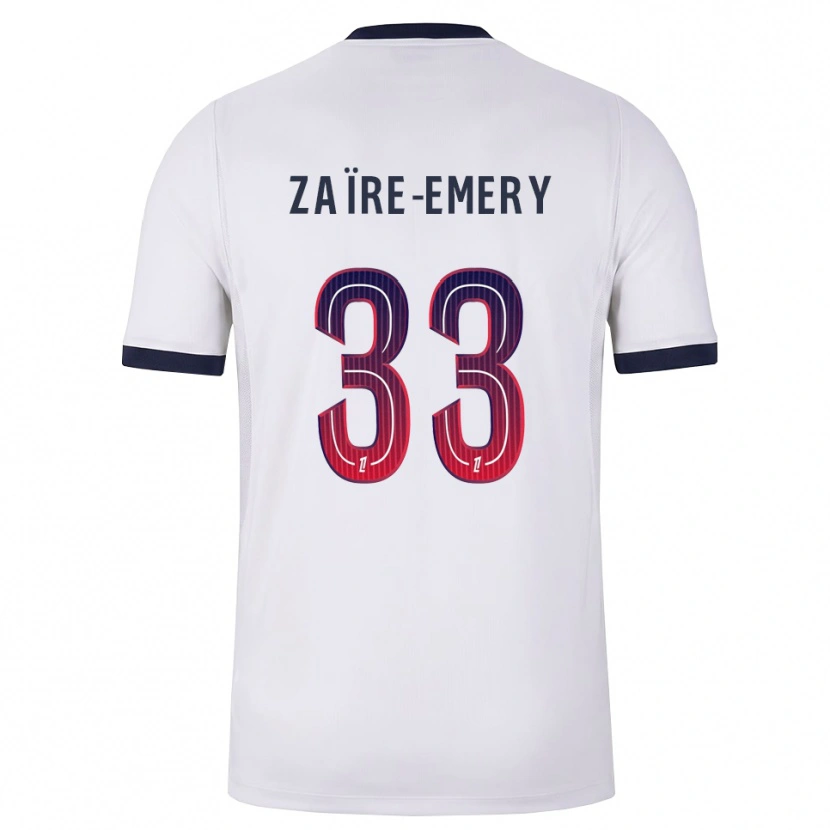 Danxen Mann Warren Zaïre-Emery #33 Hvit Svart Rød Bortetrøye Drakt Trøye 2026/27 Skjorter T-Skjorte