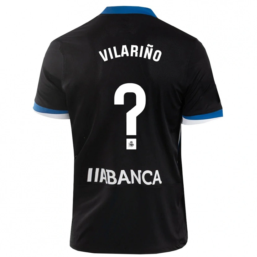 Danxen Mann Antón Vilariño #0 Svart Blå Hvit Bortetrøye Drakt Trøye 2026/27 Skjorter T-Skjorte