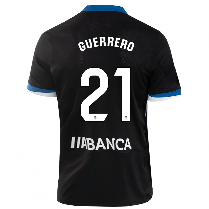 Danxen Mann Adrián Guerrero #21 Svart Blå Hvit Bortetrøye Drakt Trøye 2026/27 Skjorter T-Skjorte