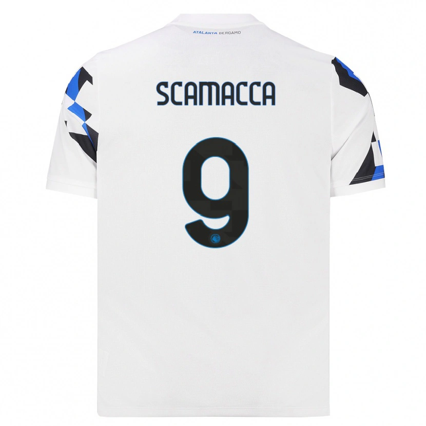 Danxen Mann Gianluca Scamacca #9 Hvit Rød Blå Bortetrøye Drakt Trøye 2026/27 Skjorter T-Skjorte