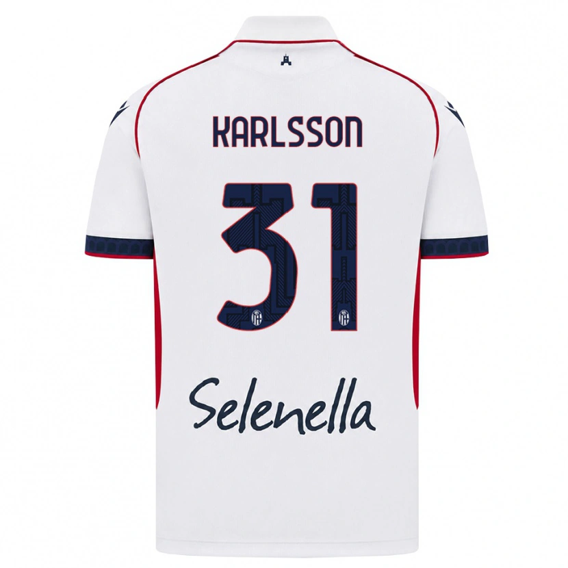 Danxen Mann Kazper Karlsson #31 Hvit Rød Kongeblå Bortetrøye Drakt Trøye 2026/27 Skjorter T-Skjorte