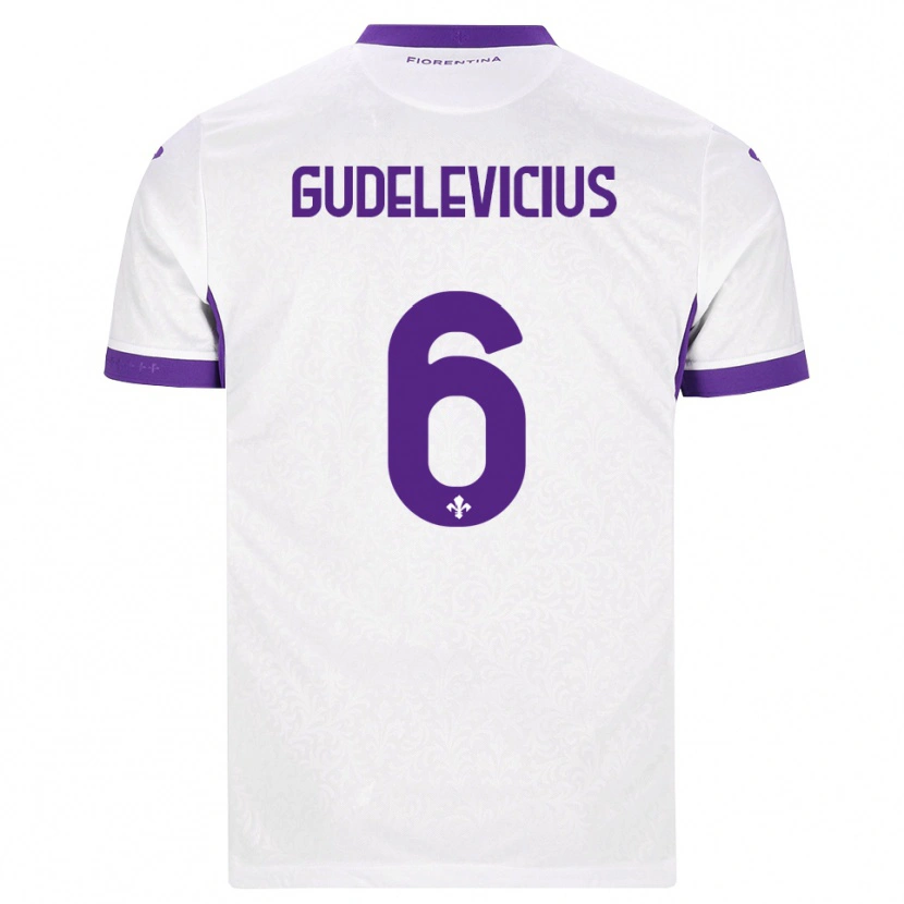 Danxen Mann Ernestas Gudelevicius #6 Hvit Lilla Bortetrøye Drakt Trøye 2026/27 Skjorter T-Skjorte