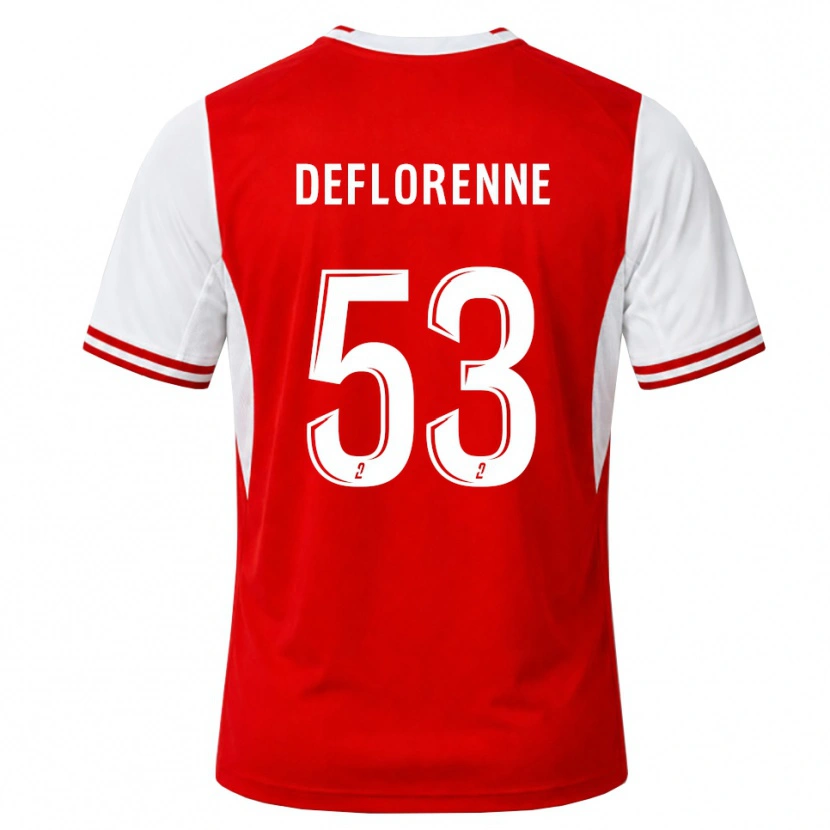 Danxen Dame Théo Deflorenne #53 Rød Hvit Hjemmetrøye Drakt Trøye 2026/27 Skjorter T-Skjorte