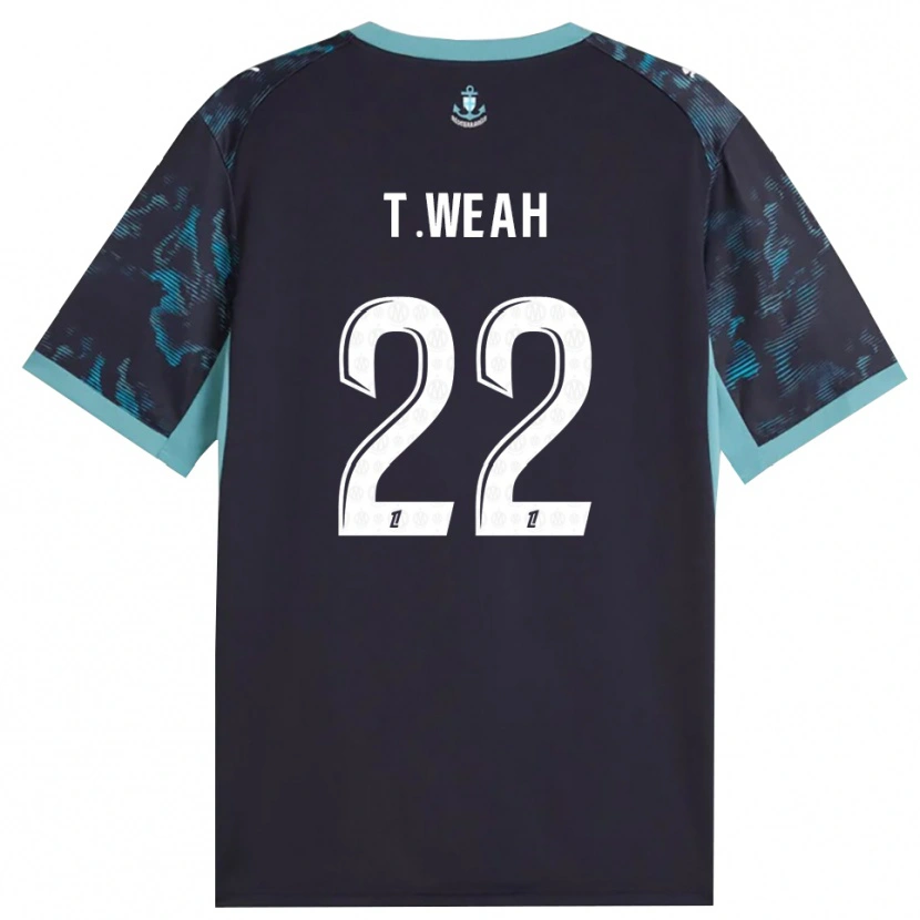 Danxen Dame Timothy Weah #22 Blek Turkis Hvit Svart Bortetrøye Drakt Trøye 2026/27 Skjorter T-Skjorte