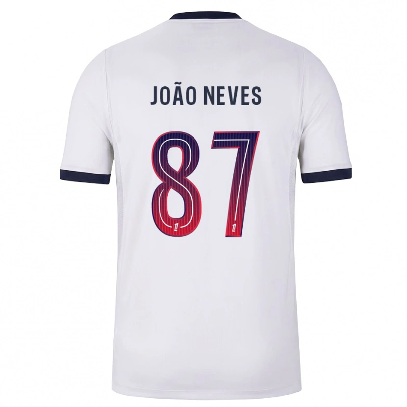 Danxen Dame João Neves #87 Hvit Svart Rød Bortetrøye Drakt Trøye 2026/27 Skjorter T-Skjorte