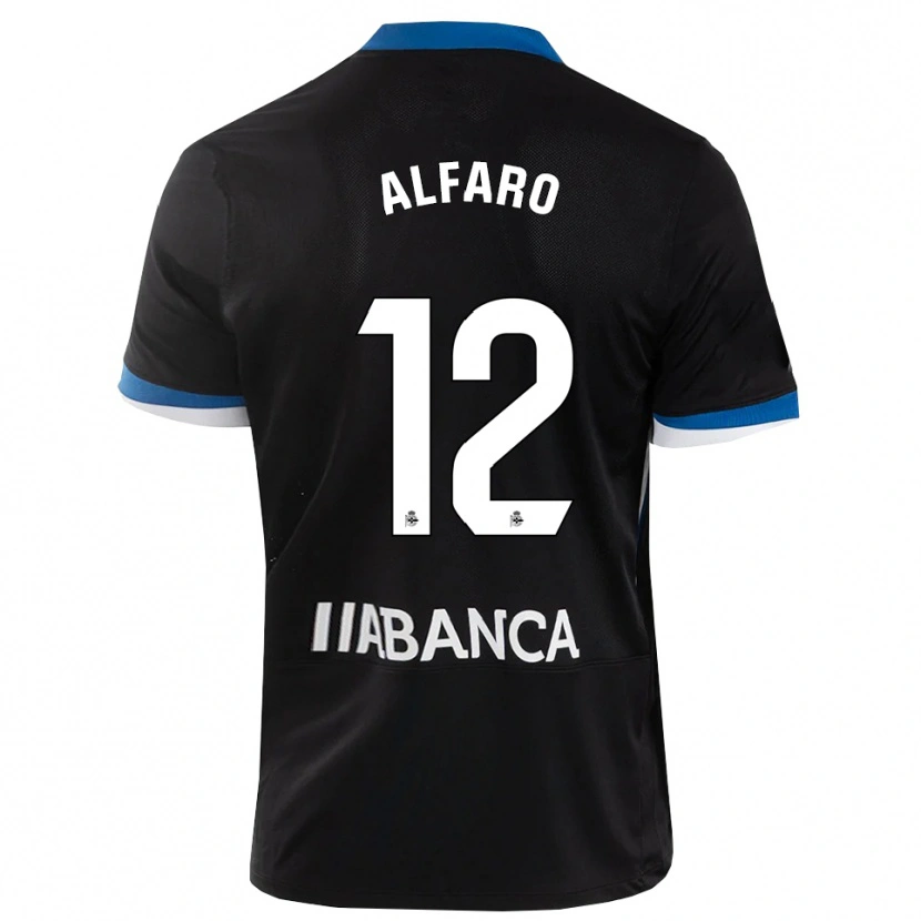 Danxen Dame Alejandro Alfaro #12 Svart Blå Hvit Bortetrøye Drakt Trøye 2026/27 Skjorter T-Skjorte