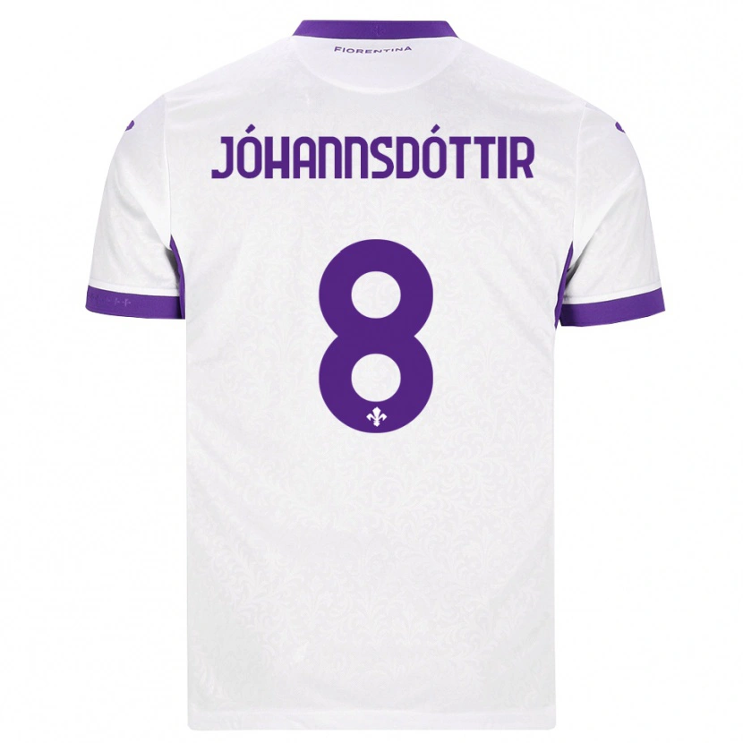 Danxen Dame Alexandra Jóhannsdóttir #8 Hvit Lilla Bortetrøye Drakt Trøye 2026/27 Skjorter T-Skjorte