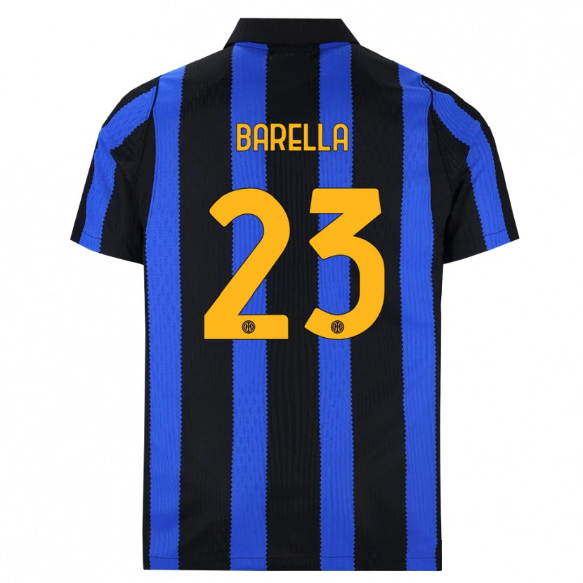 Danxen Barn Nicolò Barella #23 Svart Blå Gul Hjemmetrøye Drakt Trøye 2026/27 Skjorter T-Skjorte