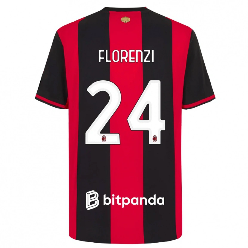 Danxen Barn Alessandro Florenzi #24 Rød Svart Hvit Hjemmetrøye Drakt Trøye 2026/27 Skjorter T-Skjorte