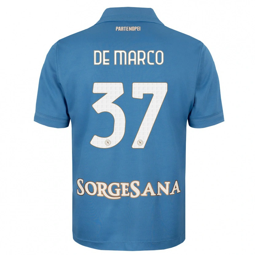 Danxen Barn Francesco De Marco #37 Dis Blå Hvit Hjemmetrøye Drakt Trøye 2026/27 Skjorter T-Skjorte