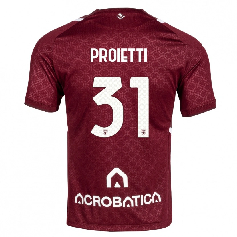 Danxen Barn Riccardo Proietti #31 Burgunder Hvit Hjemmetrøye Drakt Trøye 2026/27 Skjorter T-Skjorte