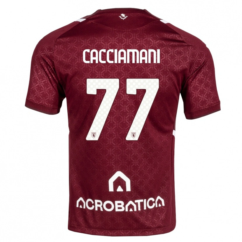 Danxen Barn Alessio Cacciamani #77 Burgunder Hvit Hjemmetrøye Drakt Trøye 2026/27 Skjorter T-Skjorte