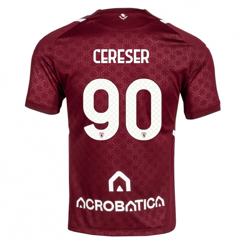 Danxen Barn Francesco Cereser #90 Burgunder Hvit Hjemmetrøye Drakt Trøye 2026/27 Skjorter T-Skjorte