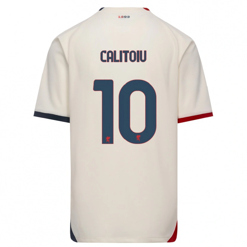 Danxen Barn Mihai Calițoiu #10 Off-White Rød Bortetrøye Drakt Trøye 2026/27 Skjorter T-Skjorte
