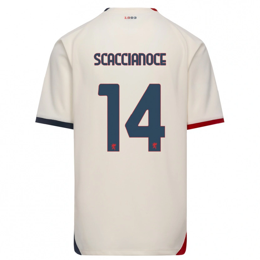 Danxen Barn Francesco Scaccianoce #14 Off-White Rød Bortetrøye Drakt Trøye 2026/27 Skjorter T-Skjorte