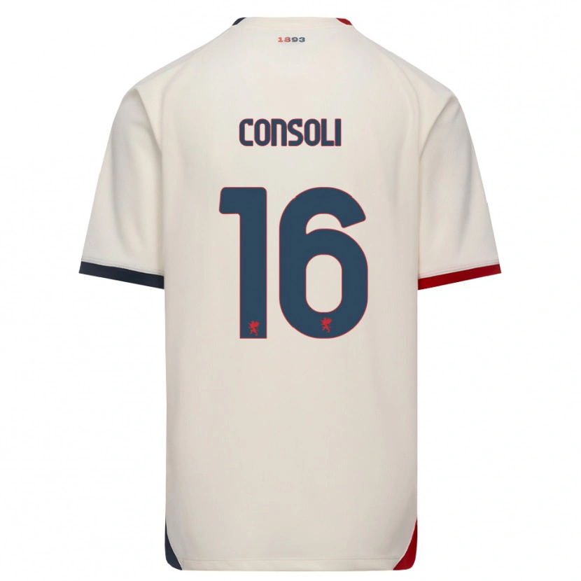 Danxen Barn Alessandro Consoli #16 Off-White Rød Bortetrøye Drakt Trøye 2026/27 Skjorter T-Skjorte