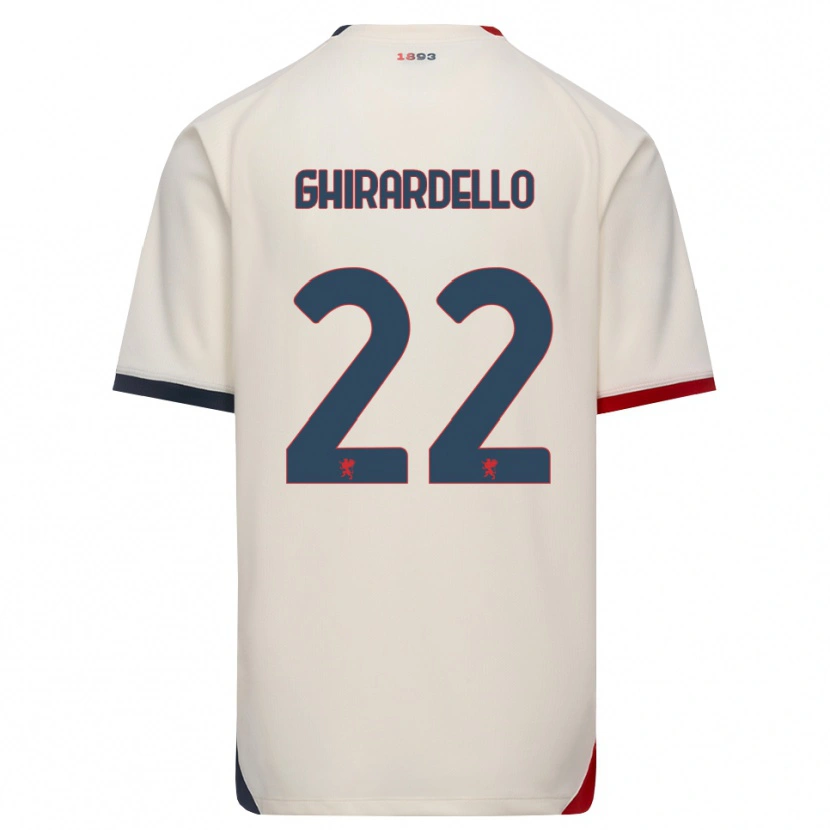 Danxen Barn Tommaso Ghirardello #22 Off-White Rød Bortetrøye Drakt Trøye 2026/27 Skjorter T-Skjorte
