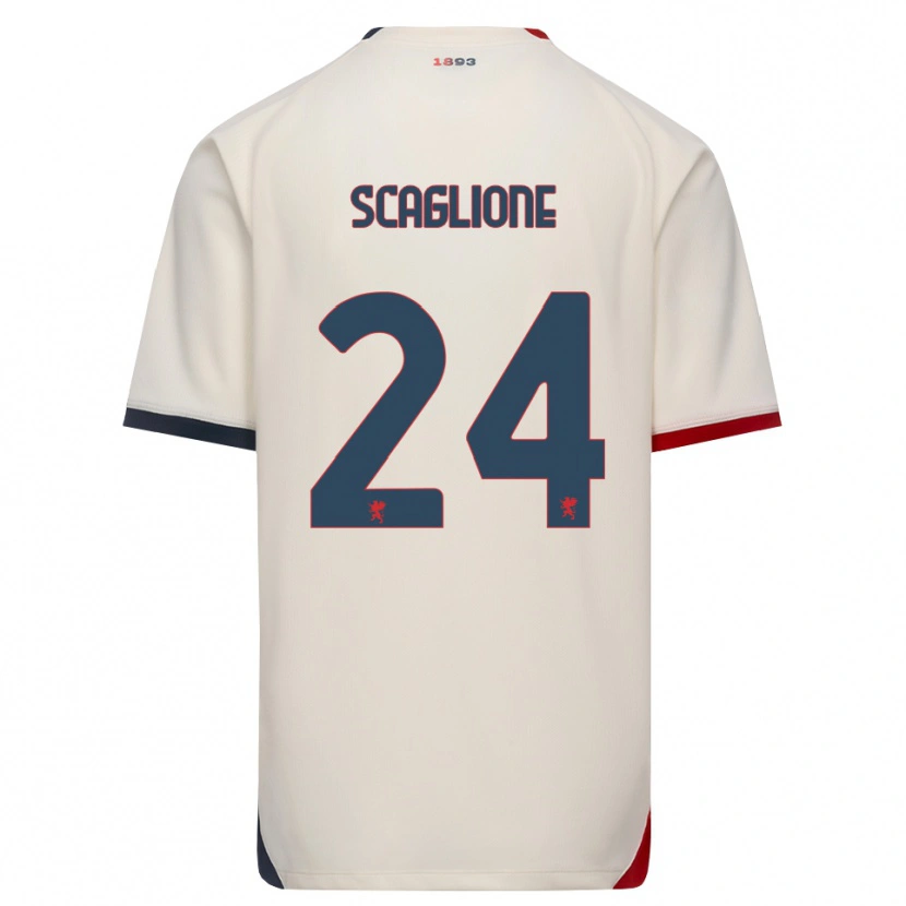 Danxen Barn Roberto Scaglione #24 Off-White Rød Bortetrøye Drakt Trøye 2026/27 Skjorter T-Skjorte