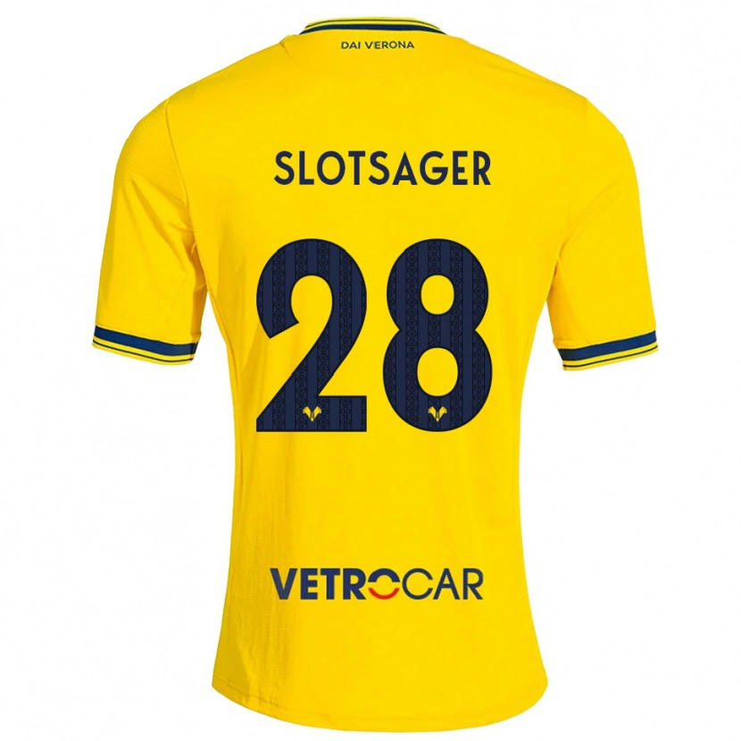Danxen Barn Tobias Slotsager #28 Gul Rød Bortetrøye Drakt Trøye 2026/27 Skjorter T-Skjorte