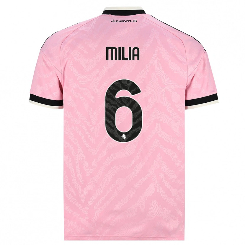 Danxen Barn Nicolò Milia #6 Rosa Svart Bortetrøye Drakt Trøye 2026/27 Skjorter T-Skjorte