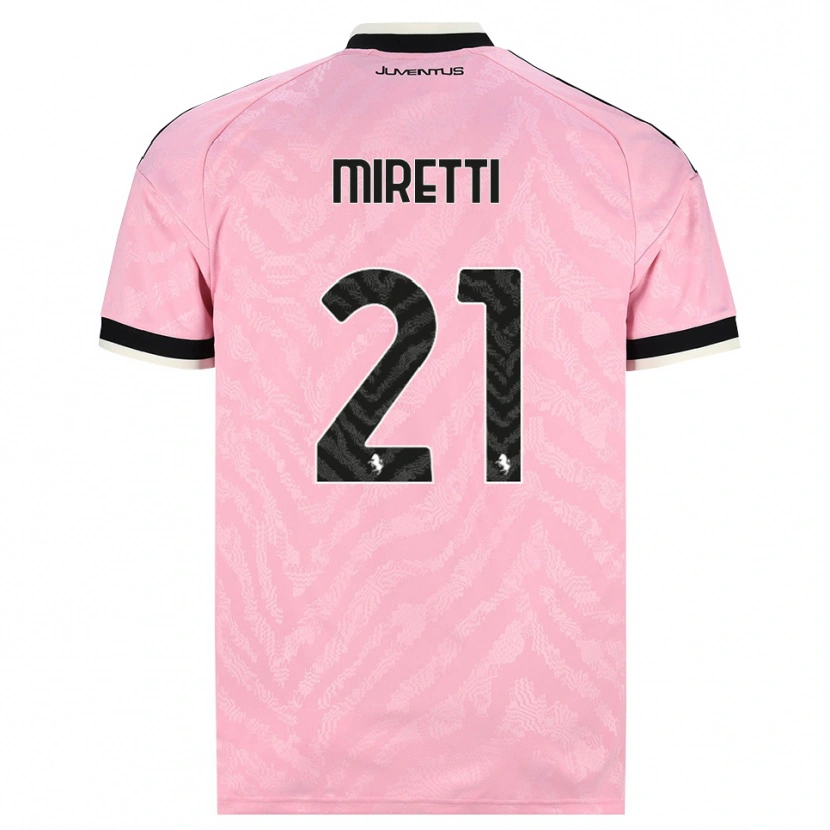 Danxen Barn Fabio Miretti #21 Rosa Svart Bortetrøye Drakt Trøye 2026/27 Skjorter T-Skjorte