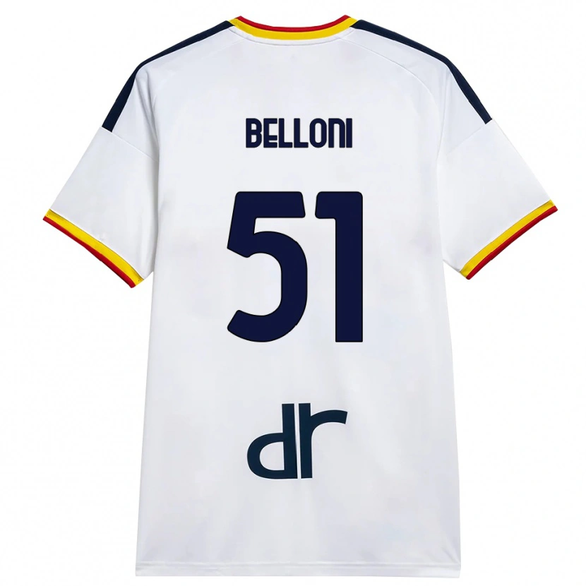 Danxen Barn Giacomo Belloni #51 Hvit Gul Rød Bortetrøye Drakt Trøye 2026/27 Skjorter T-Skjorte