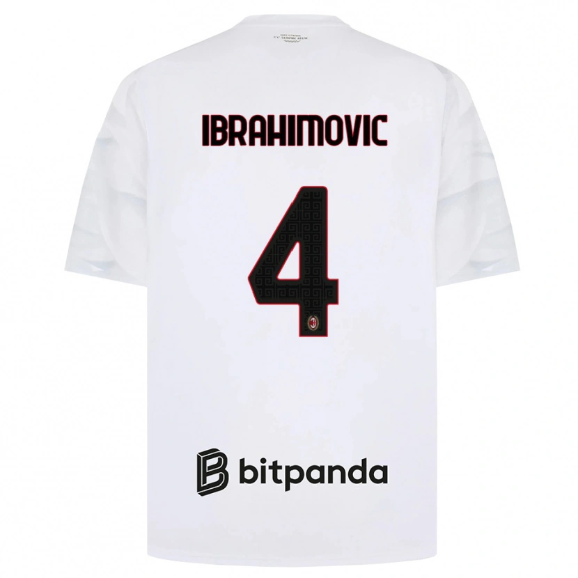 Danxen Barn Vincent Ibrahimović #4 Hvit Rød Svart Bortetrøye Drakt Trøye 2026/27 Skjorter T-Skjorte