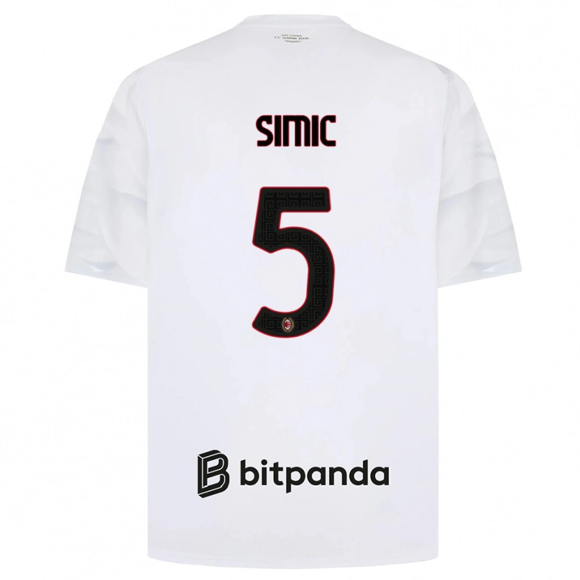 Danxen Barn Jan-Carlo Simic #5 Hvit Rød Svart Bortetrøye Drakt Trøye 2026/27 Skjorter T-Skjorte