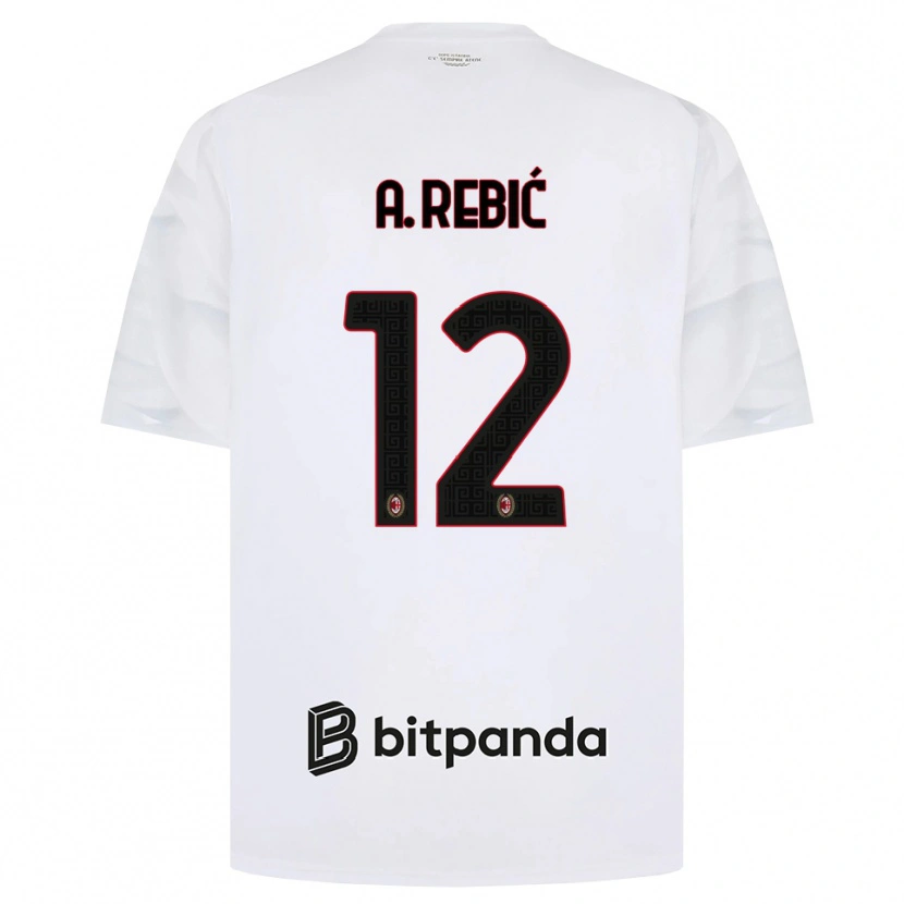 Danxen Barn Ante Rebic #12 Hvit Rød Svart Bortetrøye Drakt Trøye 2026/27 Skjorter T-Skjorte