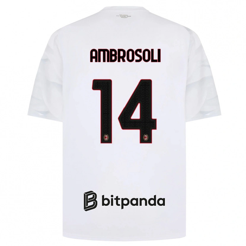 Danxen Barn Pietro Ambrosoli #14 Hvit Rød Svart Bortetrøye Drakt Trøye 2026/27 Skjorter T-Skjorte